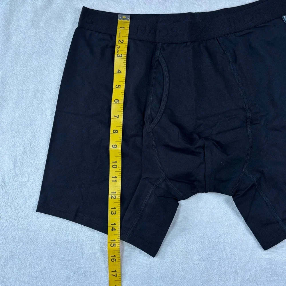NADS Organic Boxer Briefs Mens XL Black Cotton Stretch Underwear XL RN 167693